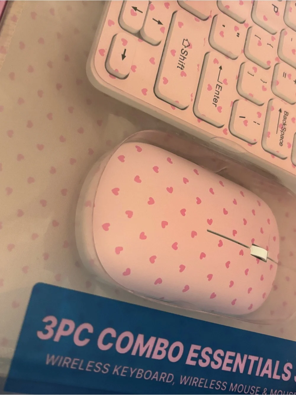 CyloPop Pink Heart Wireless Keyboard and Mouse Set